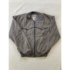 Tex Tan Mens Medium Bomber Jacket Brown Virgin Wool Western Yoke Vintage 80s